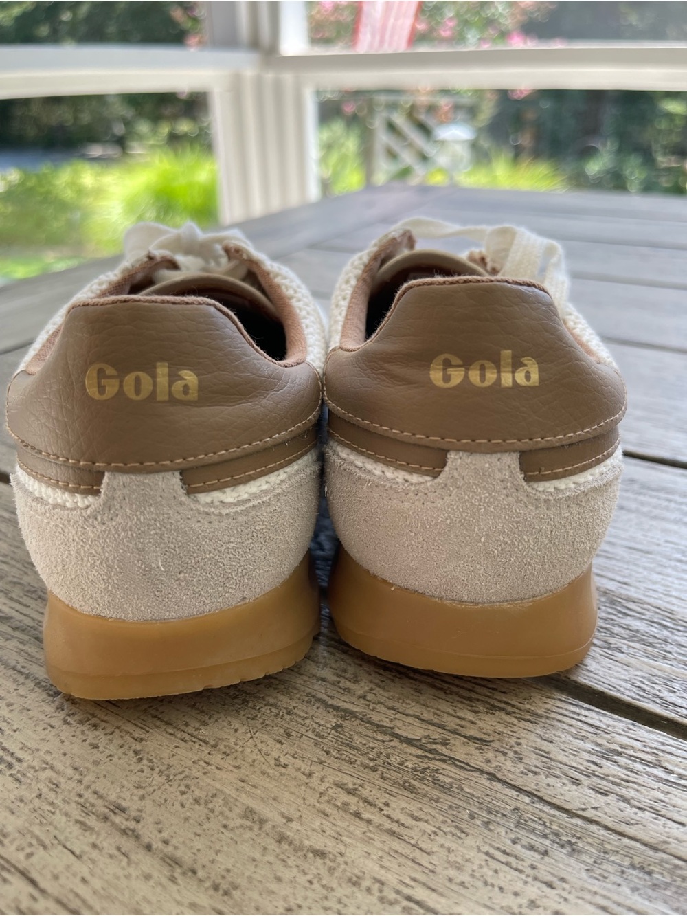 Gola Classics Tornado Zephyr White and Brown Knit Retro Runner Sneakers Size 6.5 - Picture 4 of 8